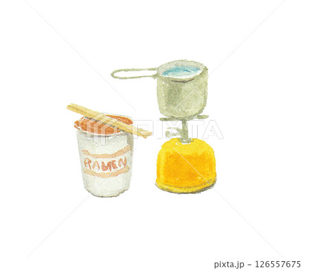 水彩絵の具で描いた山ご飯のイメージ 126557675