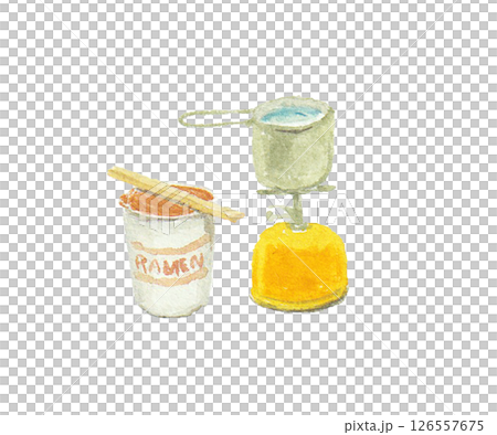 水彩絵の具で描いた山ご飯のイメージ 126557675