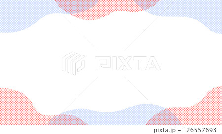 かわいい雲のイラストフレーム　青　赤 126557693