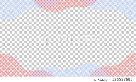 かわいい雲のイラストフレーム　青　赤 126557693