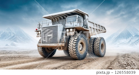 Massive Haul Truck Operating in Arctic Terrain 126558039