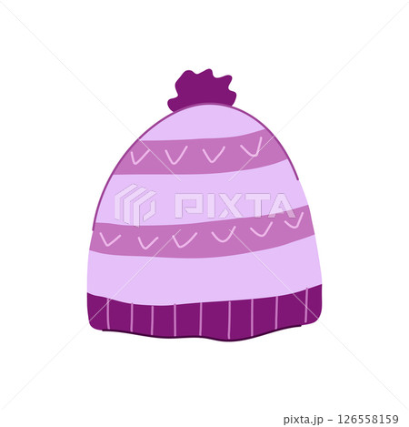 fleece winter hat knit cartoon vector illustration 126558159