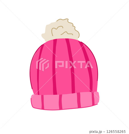 ribbed winter hat knit cartoon vector illustration 126558265