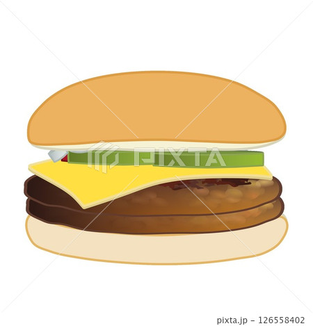 美味しそうなダブルバーガーのイラスト 126558402