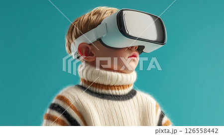 Young Boy Wearing VR Headset 126558442