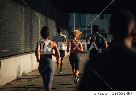 Team Run in Natural Sunlight Outdoorsのイラスト素材 [126558497] - PIXTA