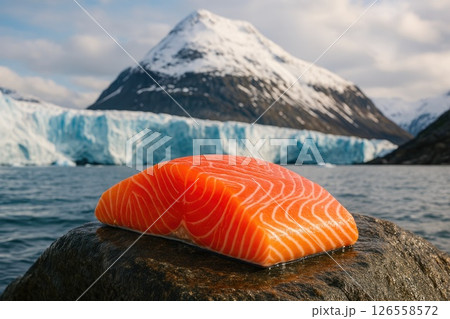 Delicious Salmon near Frozen Landscape 126558572