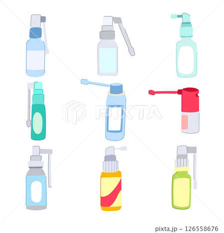 throat spray bottle set cartoon vector illustration 126558676