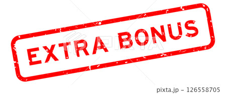 Grunge red extra bonus word square rubber seal stamp on white background Grunge red extra bonus word square rubber seal stamp on white background 126558705