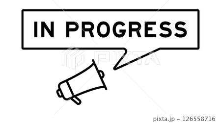 Megaphone icon with speech bubble in word in progress on white background Megaphone icon with speech bubble in word in progress on white background 126558716