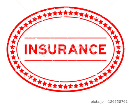 Grunge red insurance word oval rubber seal stamp on white background 126558761
