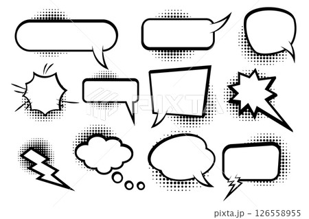 Comic speech bubbles icons collection of cloud oval rectangle and jagged shape.Vector illustration. 126558955