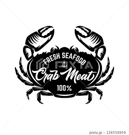 Vintage crab meat label. Crab meat. Seafood emblem Vintage crab meat label. Crab meat. Seafood emblem 126558959