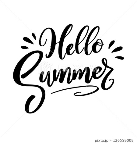 Hello summer. Hand drawn lettering phrase 126559009