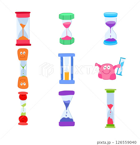sand timer kids set cartoon vector illustration 126559040