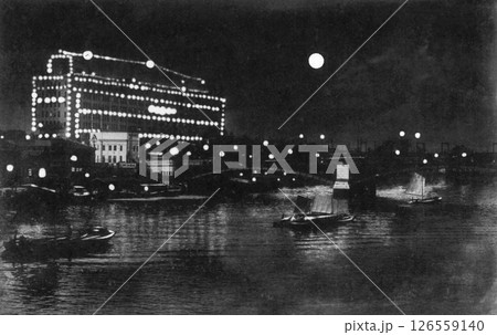古写真 1933-1945年 東京 浅草 隅田川に架かる吾妻橋の夜景 古写真 1933-1945年 東京 浅草 隅田川に架かる吾妻橋の夜景 126559140