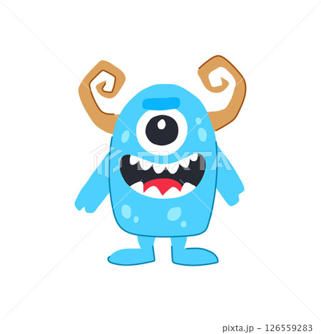 devil monster with horns cartoon vector illustration 126559283