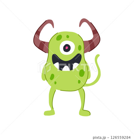 dragon monster with horns cartoon vector illustration 126559284