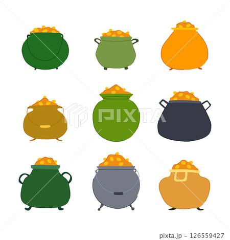 leprechaun gold pot set cartoon vector illustration leprechaun gold pot set cartoon vector illustration 126559427