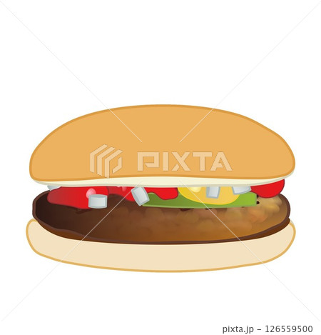 美味しそうなハンバーガーのイラスト 美味しそうなハンバーガーのイラスト 126559500