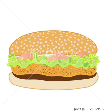 美味しそうなハンバーガーのイラスト 126559507