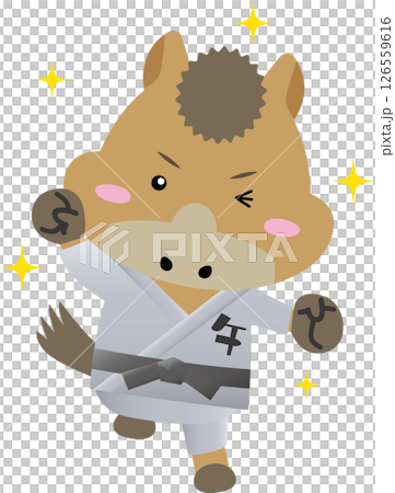 黑帶馬性格 |可愛的十二生肖素材學習武術（柔道、空手道、合氣道） 126559616