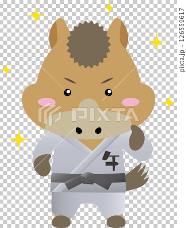 黑帶馬性格 |可愛的十二生肖素材學習武術（柔道、空手道、合氣道） 126559617
