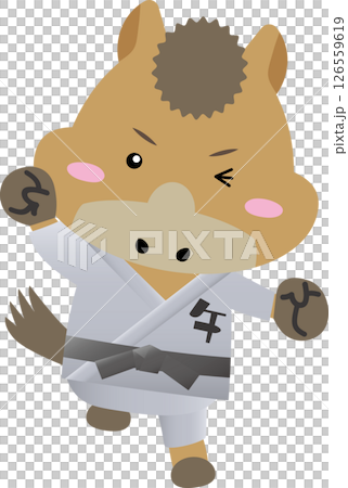 黑帶馬性格 |可愛的十二生肖素材學習武術（柔道、空手道、合氣道） 126559619