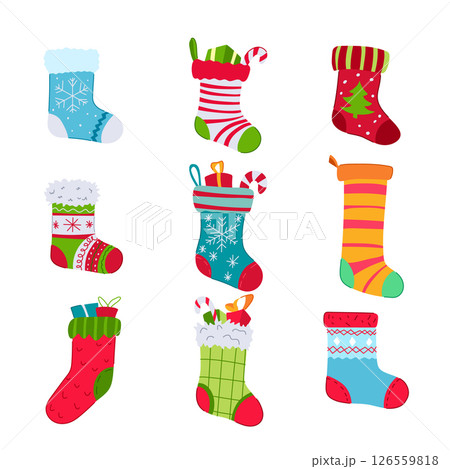christmas sock set cartoon vector illustration 126559818