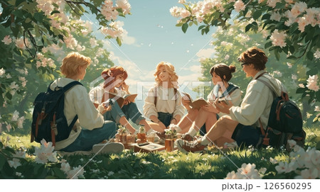 A hyper-realistic intricately detailed motorcycle helmet with vibrant cyberpunk-inspired graphics placed on sleek black pedestal modern studio soft dramatic lighting subtle mist reflective surfac 126560295