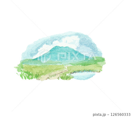 水彩絵の具で描いた尾瀬のイメージカット 水彩絵の具で描いた尾瀬のイメージカット 126560333