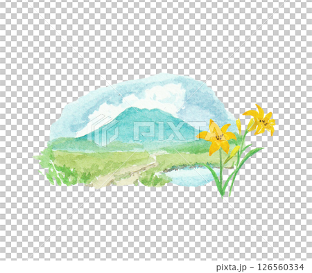 A watercolor image of Oze A watercolor image of Oze 126560334