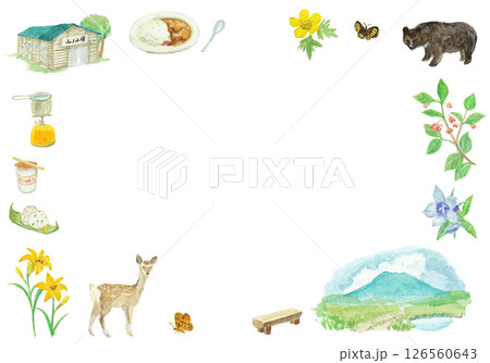 水彩絵の具で描いた登山のイメージ背景 126560643