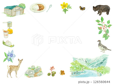 水彩絵の具で描いた登山のイメージ背景 126560644