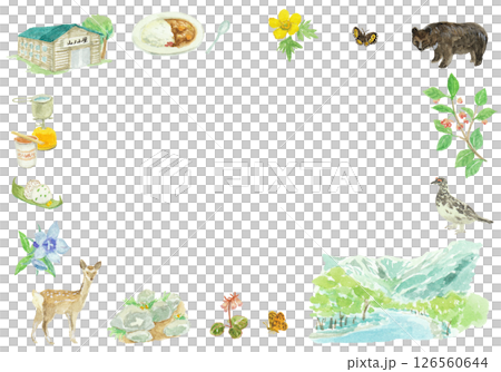 水彩絵の具で描いた登山のイメージ背景 126560644