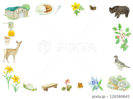 水彩絵の具で描いた登山のイメージ背景 126560645