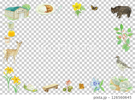 水彩絵の具で描いた登山のイメージ背景 126560645