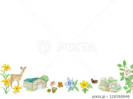 水彩絵の具で描いた登山のイメージ背景 126560646