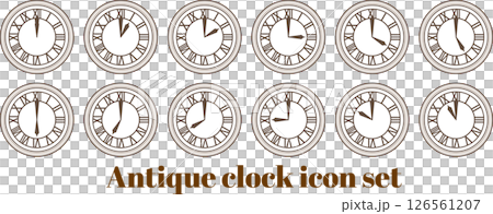 古董時鐘圖標集(羅馬數字,經典設計) 古董時鐘圖標集(羅馬數字,經典設計) 126561207