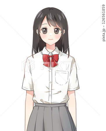 笑顔の夏服の女子学生 笑顔の夏服の女子学生 126561859