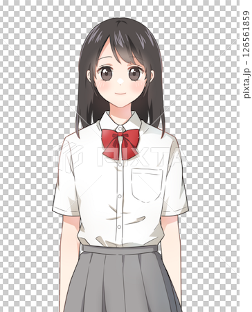 笑顔の夏服の女子学生 笑顔の夏服の女子学生 126561859
