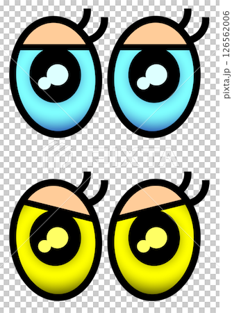 驚いたり注目する人物の大きな目玉と黒目のイラスト 126562006
