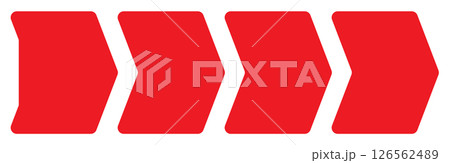 矢印　進行方向　進捗状況　レッド 126562489