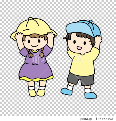 一個戴著帽子的孩子的插圖 126562498