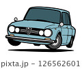 レトロなイタリアンセダン ジャンプ 青色系 自動車イラスト レトロなイタリアンセダン ジャンプ 青色系 自動車イラスト 126562601