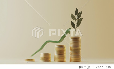 持続可能な成長を象徴するコインと芽 持続可能な成長を象徴するコインと芽 126562730