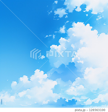 青空と飛行機雲と入道雲の水彩のイラスト背景 青空と飛行機雲と入道雲の水彩のイラスト背景 126563100
