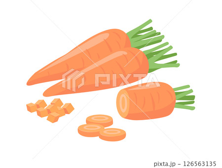 ニンジンのシンプルなベクター画像。調理用にカットされた人参。 126563135