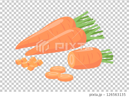 ニンジンのシンプルなベクター画像。調理用にカットされた人参。 126563135