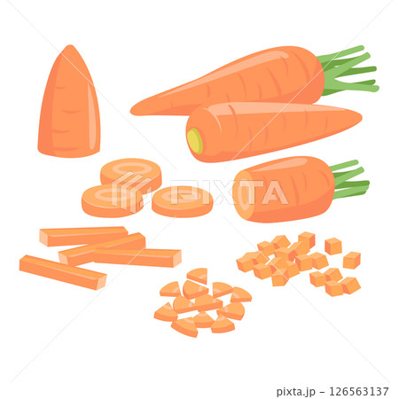 ニンジンのシンプルなベクター画像。調理用にカットされた人参。 126563137